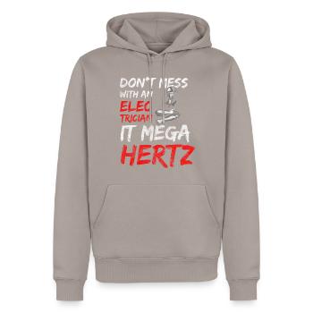 Electrician Men High Voltage - Men’s Premium Organic Hoodie - taupe - Front - Nico (187cm)