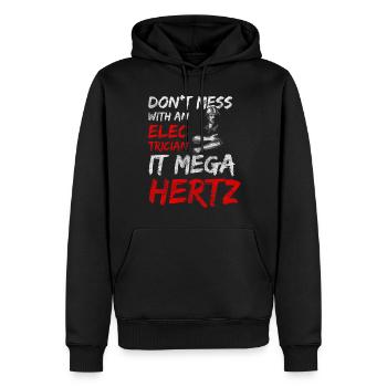 Elektriker Männer Hochspannung - Männer Premium Bio Hoodie - Schwarz - Vorne - Nico (187cm)