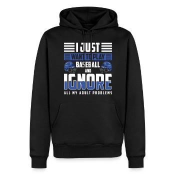 Batte de baseball, sportif, balle - Sweat à capuche Premium bio Homme - noir - Devant - Nico (187cm)