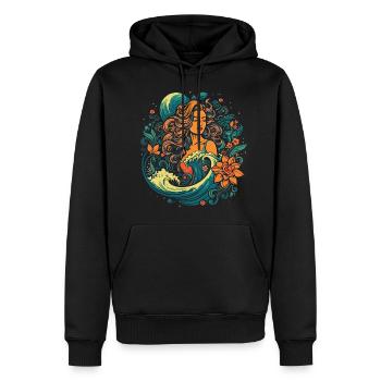 Surf Vibes: Vintage Retro Surfing Illustration - Men’s Premium Organic Hoodie - black - Front - Nico (187cm)