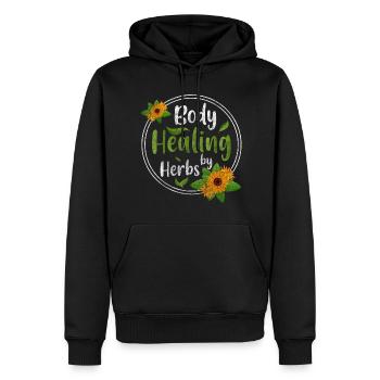 Herbes médicinales Nature Santé - Sweat à capuche Premium bio Homme - noir - Devant - Nico (187cm)