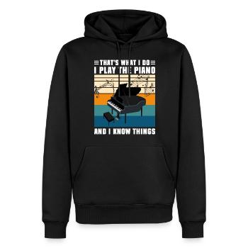 École de piano à queue de musique - Sweat à capuche Premium bio Homme - noir - Devant - Nico (187cm)