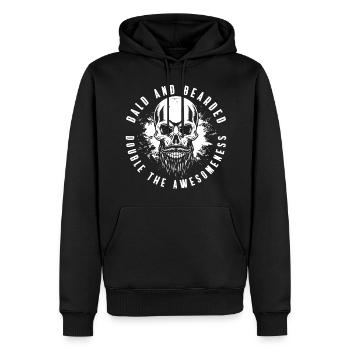 Tête chauve Homme chauve sans poils - Sweat à capuche Premium bio Homme - noir - Devant - Nico (187cm)