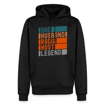 Podcast Podcaster Microphone Cassette - Men’s Premium Organic Hoodie - black - Front - Nico (187cm)