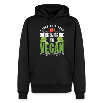 Veganismus Veggie Ernährung Bio - Männer Premium Bio Hoodie - Schwarz - Vorne - Nico (187cm)