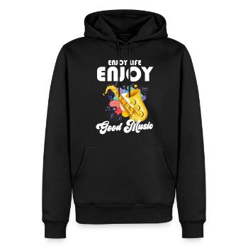Musicien de ville d’instruments de musique - Sweat à capuche Premium bio Homme - noir - Devant - Nico (187cm)