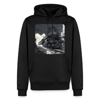 Cooles Motiv Lokomotive - Männer Premium Bio Hoodie - Schwarz - Vorne - Nico (187cm)