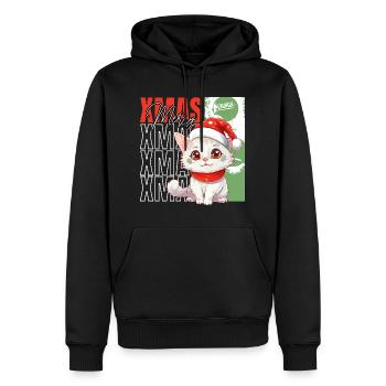 Chat Noël Joyeux Miaou Catmas Laide Mignon - Sweat à capuche Premium bio Homme - noir - Devant - Nico (187cm)