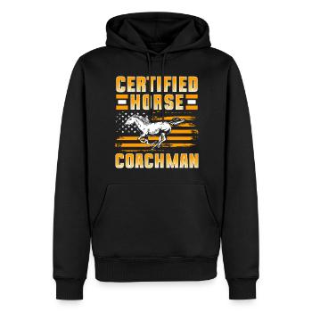 Conducteur de calèche Conducteur de calèche Chevaux-vapeur - Sweat à capuche Premium bio Homme - noir - Devant - Nico (187cm)