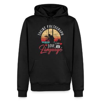 Kamera Fotografie Objektiv Herzschlag - Männer Premium Bio Hoodie - Schwarz - Vorne - Nico (187cm)