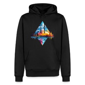 Natur Abenteuer Wildnis Berge Wald Bäume Bunt - Männer Premium Bio Hoodie - Schwarz - Vorne - Nico (187cm)