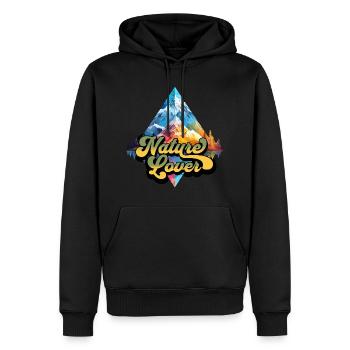 Natur Abenteuer Wildnis Berge Wald Bäume Bunt - Männer Premium Bio Hoodie - Schwarz - Vorne - Nico (187cm)