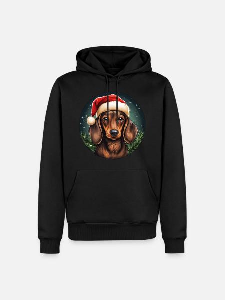 Noël teckel - Sweat à capuche Premium bio Homme - noir