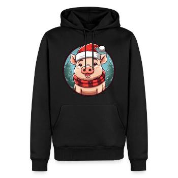 Pig Christmas - Men’s Premium Organic Hoodie - black - Front - Nico (187cm)