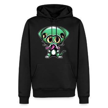 Niedlicher grüner Alien - Männer Premium Bio Hoodie - Schwarz - Vorne - Nico (187cm)