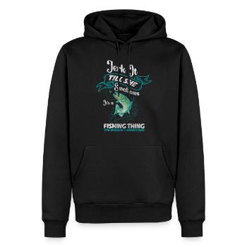 Pêcheur Petri Heil Pike - Sweat à capuche Premium bio Homme - noir - Devant - Nico (187cm)