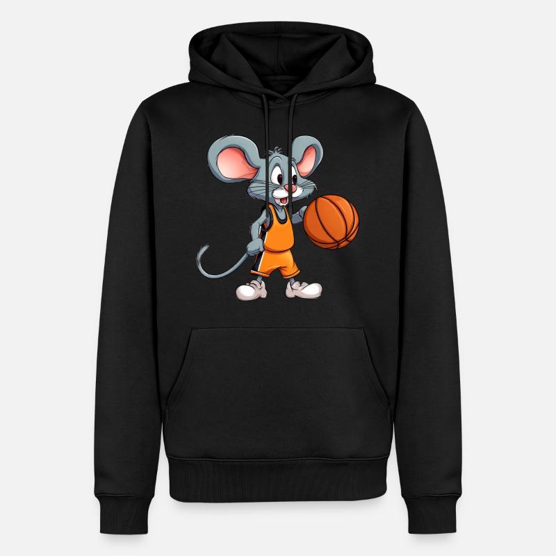 Souris de basket-ball - Sweat à capuche Premium bio Homme - noir