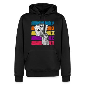 Spieler Pokerface Full House - Männer Premium Bio Hoodie - Schwarz - Vorne - Nico (187cm)