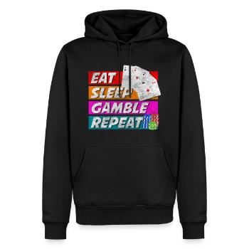 Joueurs de cartes Casino Blackjack Poker - Sweat à capuche Premium bio Homme - noir - Devant - Nico (187cm)
