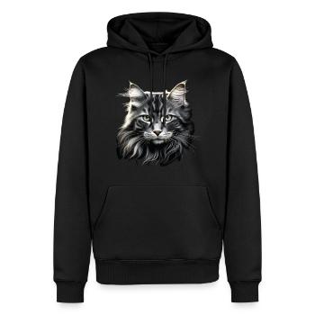 Chat à poil long Chat Blanc Maine Coone Chat de la forêt - Sweat à capuche Premium bio Homme - noir - Devant - Nico (187cm)