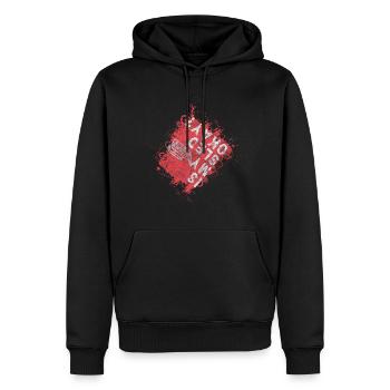 Vacances d’hiver en luge - Sweat à capuche Premium bio Homme - noir - Devant - Nico (187cm)