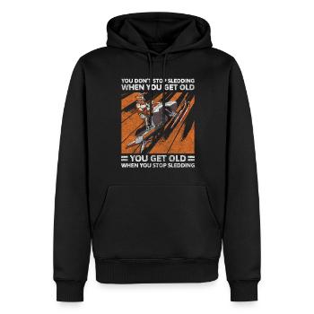Traîneau en bois Vacances d’hiver - Sweat à capuche Premium bio Homme - noir - Devant - Nico (187cm)