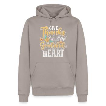Réunion de cuisine familiale - Sweat à capuche Premium bio Homme - taupe - Devant - Nico (187cm)