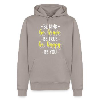 Perfekt Mensch Individuell Besonders - Männer Premium Bio Hoodie - Taupe - Vorne - Nico (187cm)