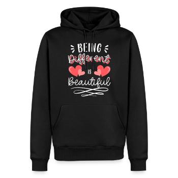 Différents, fiers, différents - Sweat à capuche Premium bio Homme - noir - Devant - Nico (187cm)