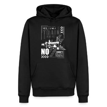 Conducteur de train Train Leading - Sweat à capuche Premium bio Homme - noir - Devant - Nico (187cm)