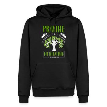 Yoga Zen Achtsamkeit - Männer Premium Bio Hoodie - Schwarz - Vorne - Nico (187cm)