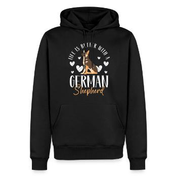 Schäferhund Herrchen Rassehund Deutsch - Männer Premium Bio Hoodie - Schwarz - Vorne - Nico (187cm)