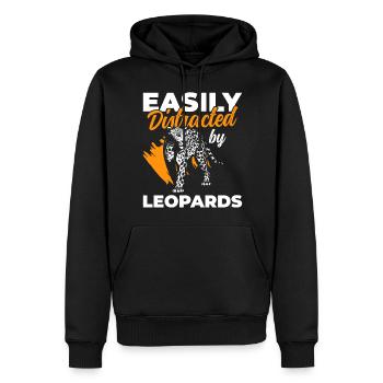 Leopard Jagd Großkatze Tier - Männer Premium Bio Hoodie - Schwarz - Vorne - Nico (187cm)