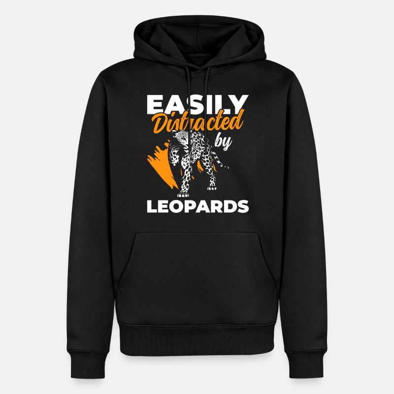 Leopard Jagd Großkatze Tier - Männer Premium Bio Hoodie - Schwarz
