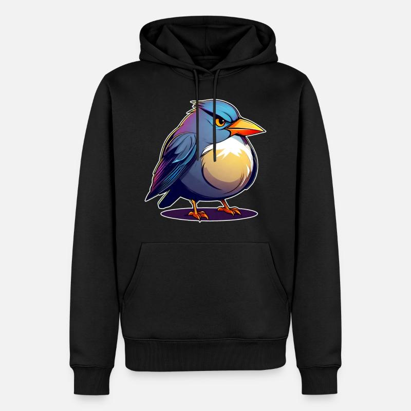 Kleiner grimmiger dicker Vogel - Männer Premium Bio Hoodie - Schwarz