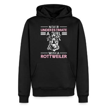 Chien Rottie Amour de chien - Sweat à capuche Premium bio Homme - noir - Devant - Nico (187cm)