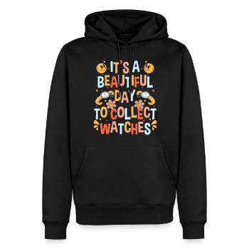 Uhr Sammler Uhrensammlung - Männer Premium Bio Hoodie - Schwarz - Vorne - Nico (187cm)