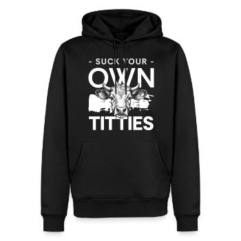 Bovins de lait de vache naturel - Sweat à capuche Premium bio Homme - noir - Devant - Nico (187cm)