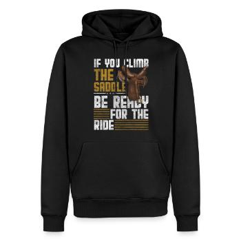 Courage du Far West Pays sauvage - Sweat à capuche Premium bio Homme - noir - Devant - Nico (187cm)