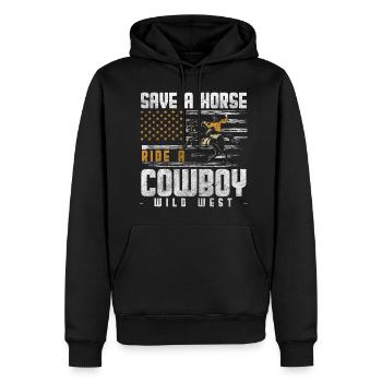 Cowboy Revolver Western Master America - Men’s Premium Organic Hoodie - black - Front - Nico (187cm)