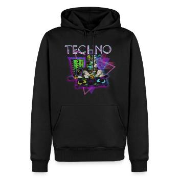 Techno Elektro Party Techno Fan - Männer Premium Bio Hoodie - Schwarz - Vorne - Nico (187cm)