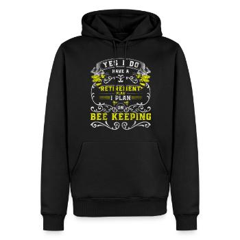 Abeille mellifère Reproduction Pollinisation en nid d’abeille - Sweat à capuche Premium bio Homme - noir - Devant - Nico (187cm)