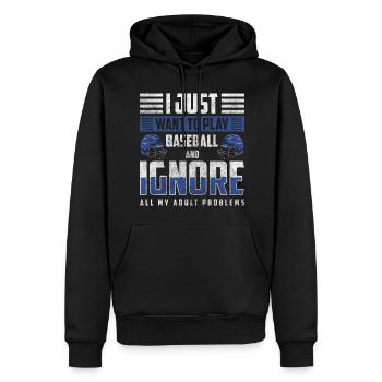 Joueur de baseball Sport Lanceur - Sweat à capuche Premium bio Homme - noir - Devant - Nico (187cm)