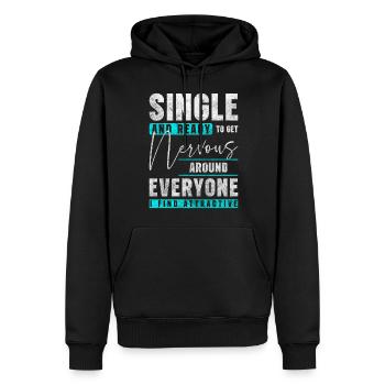 Relation Flirt d’amour - Sweat à capuche Premium bio Homme - noir - Devant - Nico (187cm)
