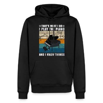 Concert de pianiste musicien classique - Sweat à capuche Premium bio Homme - noir - Devant - Nico (187cm)