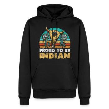Symboles morts de coiffe de plumes amérindiennes - Sweat à capuche Premium bio Homme - noir - Devant - Nico (187cm)