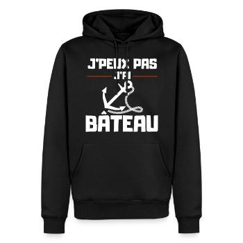 Ich kann kein Boot haben - Männer Premium Bio Hoodie - Schwarz - Vorne - Nico (187cm)