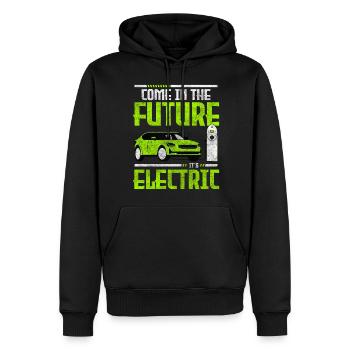 Voiture électrique Véhicule électrique - Sweat à capuche Premium bio Homme - noir - Devant - Nico (187cm)