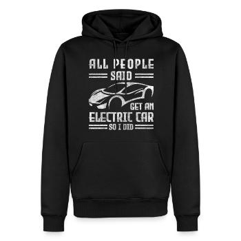 Strom Neu - Männer Premium Bio Hoodie - Schwarz - Vorne - Nico (187cm)