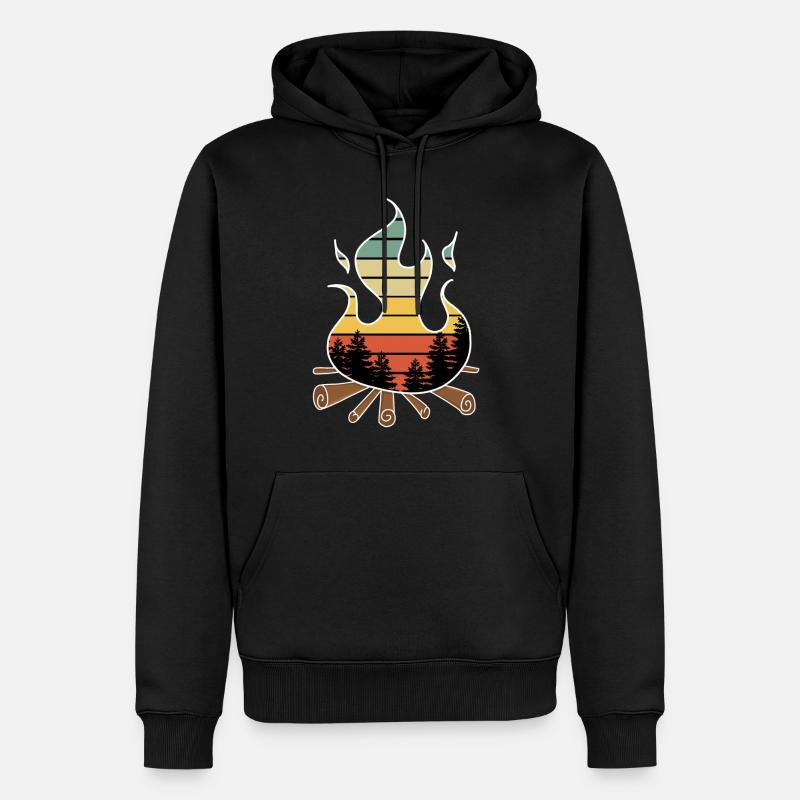 Feu de camp - Sweat à capuche Premium bio Homme - noir